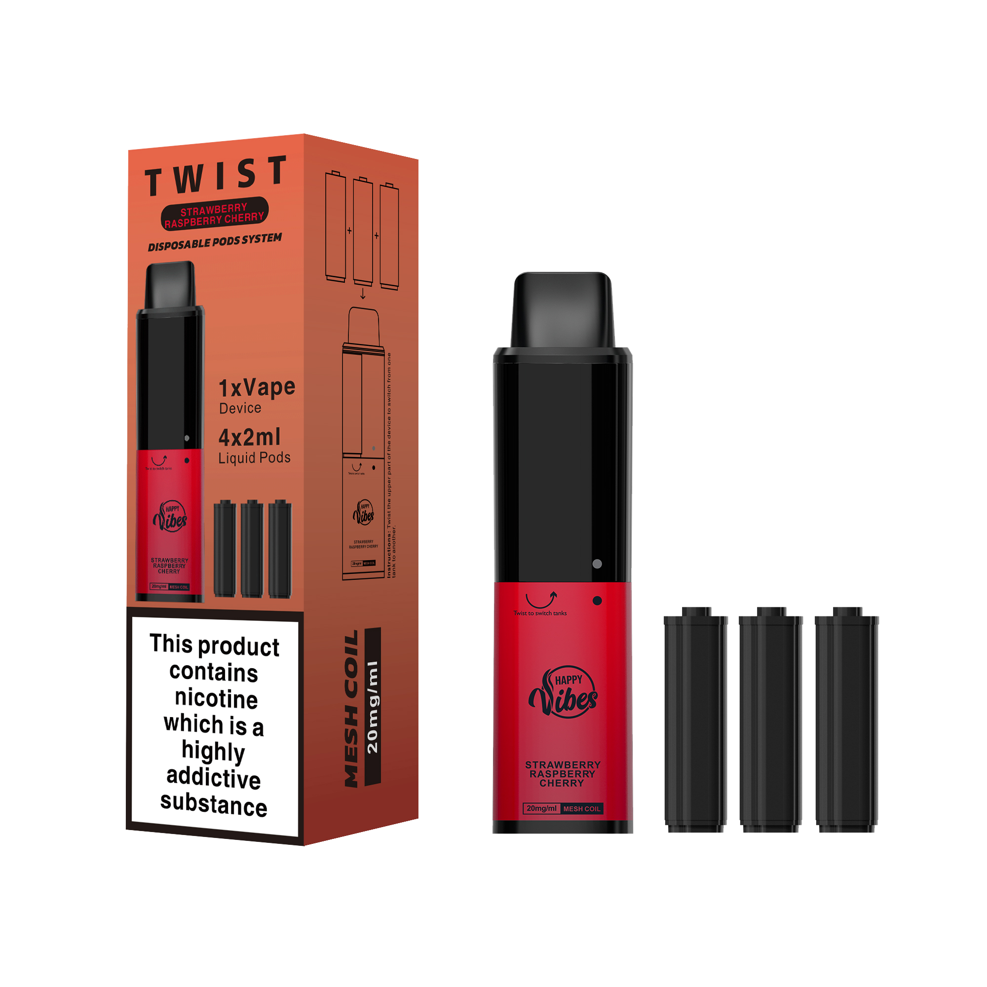 Happy Vibes Twist - Strawberry Raspberry Cherry - multiVAPE