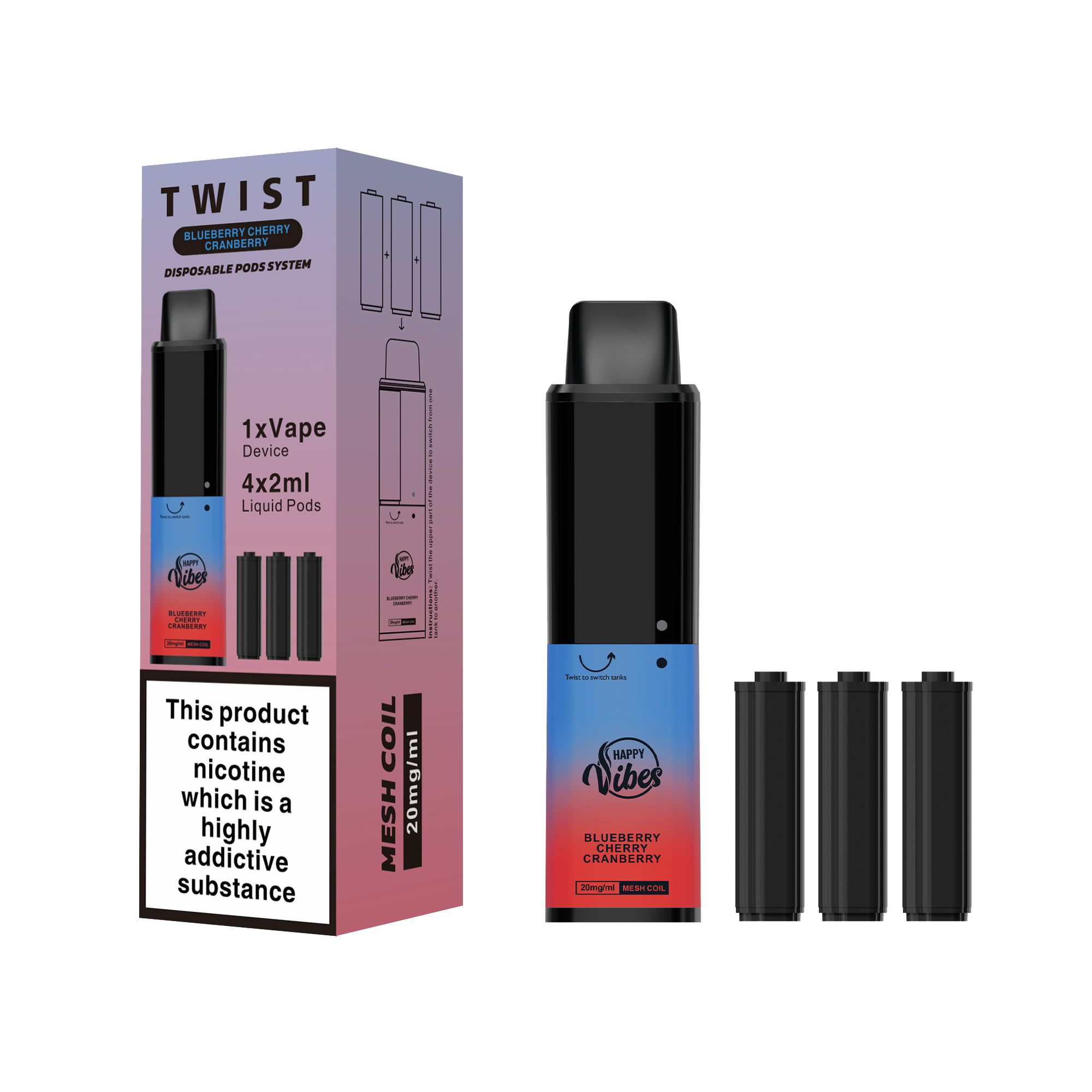 Happy Vibes Twist - Blueberry Cherry Cranberry - multiVAPE