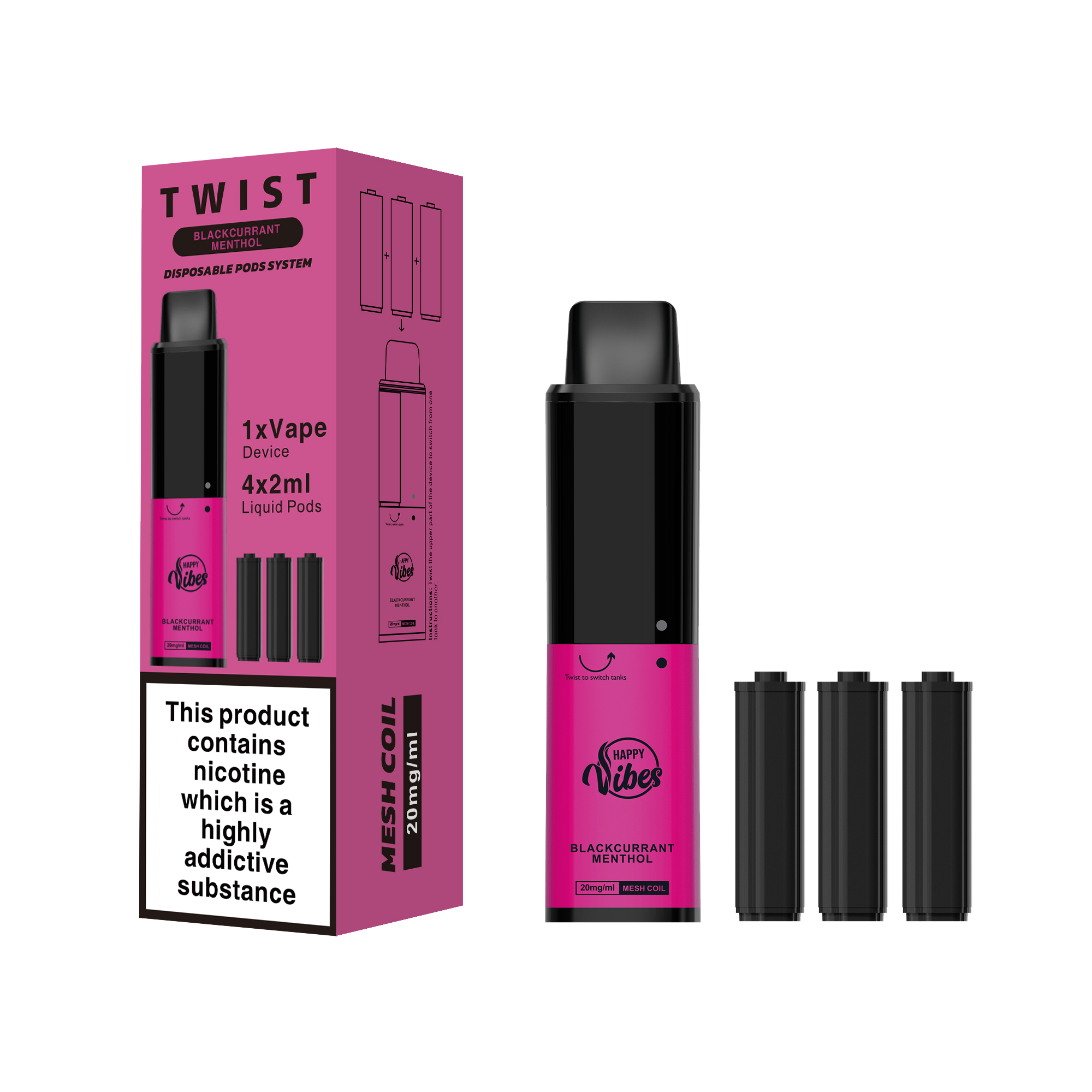 Happy Vibes Twist - Blackcurrant Menthol - multiVAPE