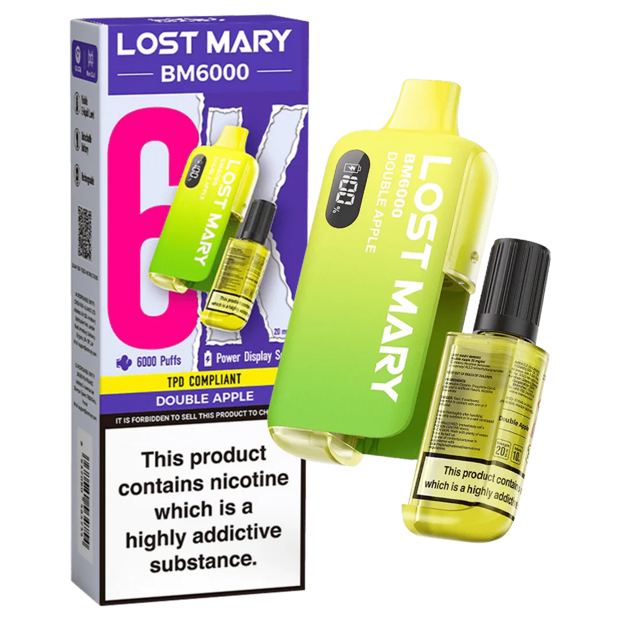 Lost Mary Disposable Vapes BM6000 - Prefilled Kit | Double Apple | 20m multiVAPE Lost Mary Disposable Vapes BM6000 - Prefilled Kit | Double Apple | 20m multiVAPE